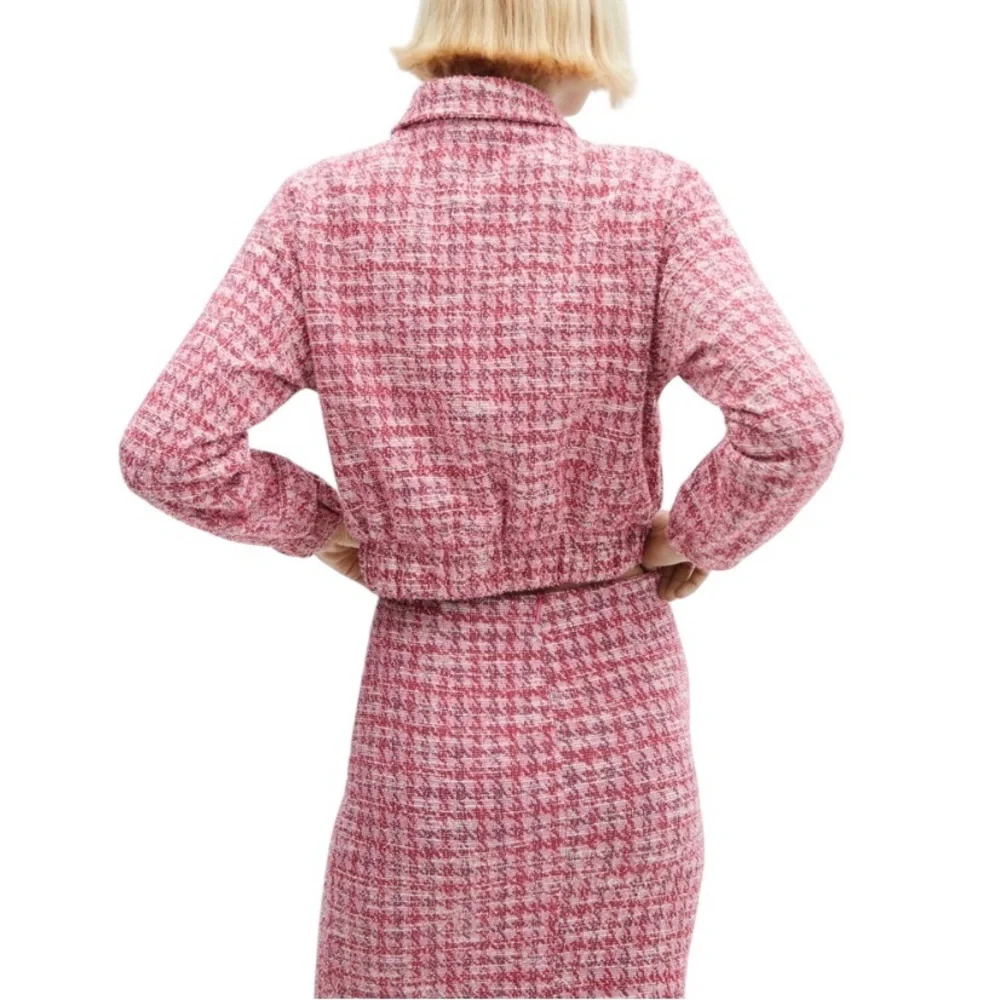 NWT MANGO HOUNDSTOOTH TWEED SKIRT & JACKET SET - SIZE S - Picture 4 of 16
